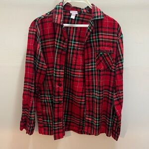 Pajamas Red and Green Plaid Button-Up Shirt